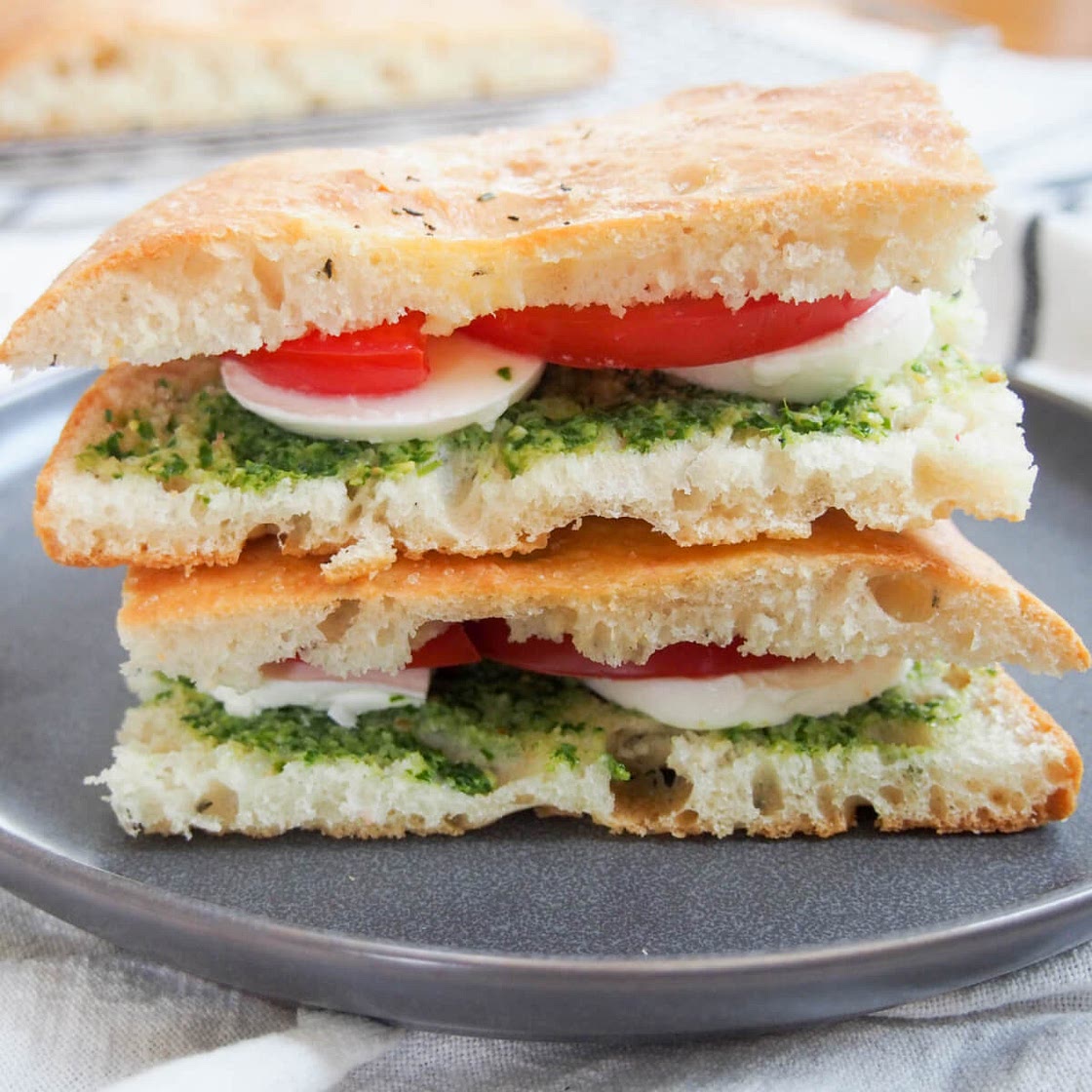 Caprese focaccia sandwich
