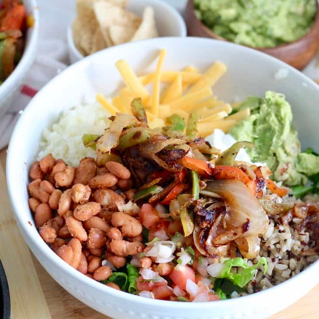 Low Carb Burrito Bowl with Guacamole