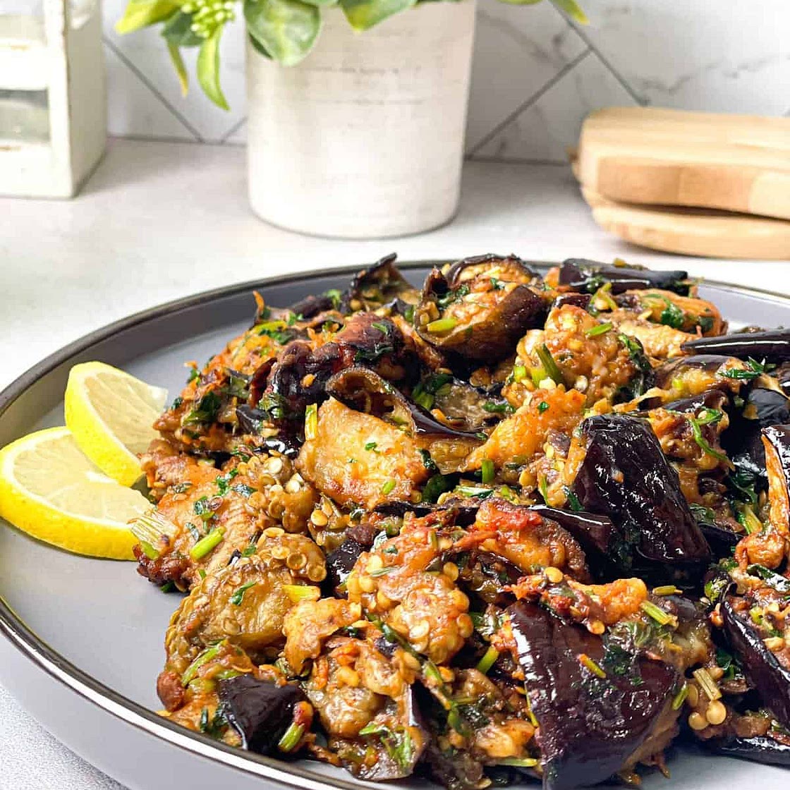 Spicy Eggplant Cilantro Recipe (Vegan)