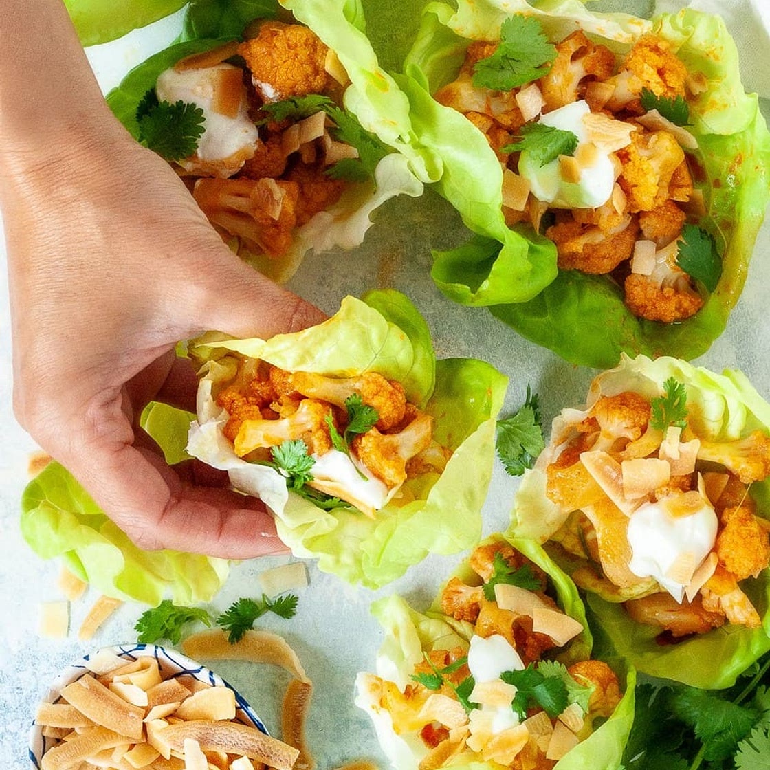 Coconut Curry Cauliflower Lettuce Wraps