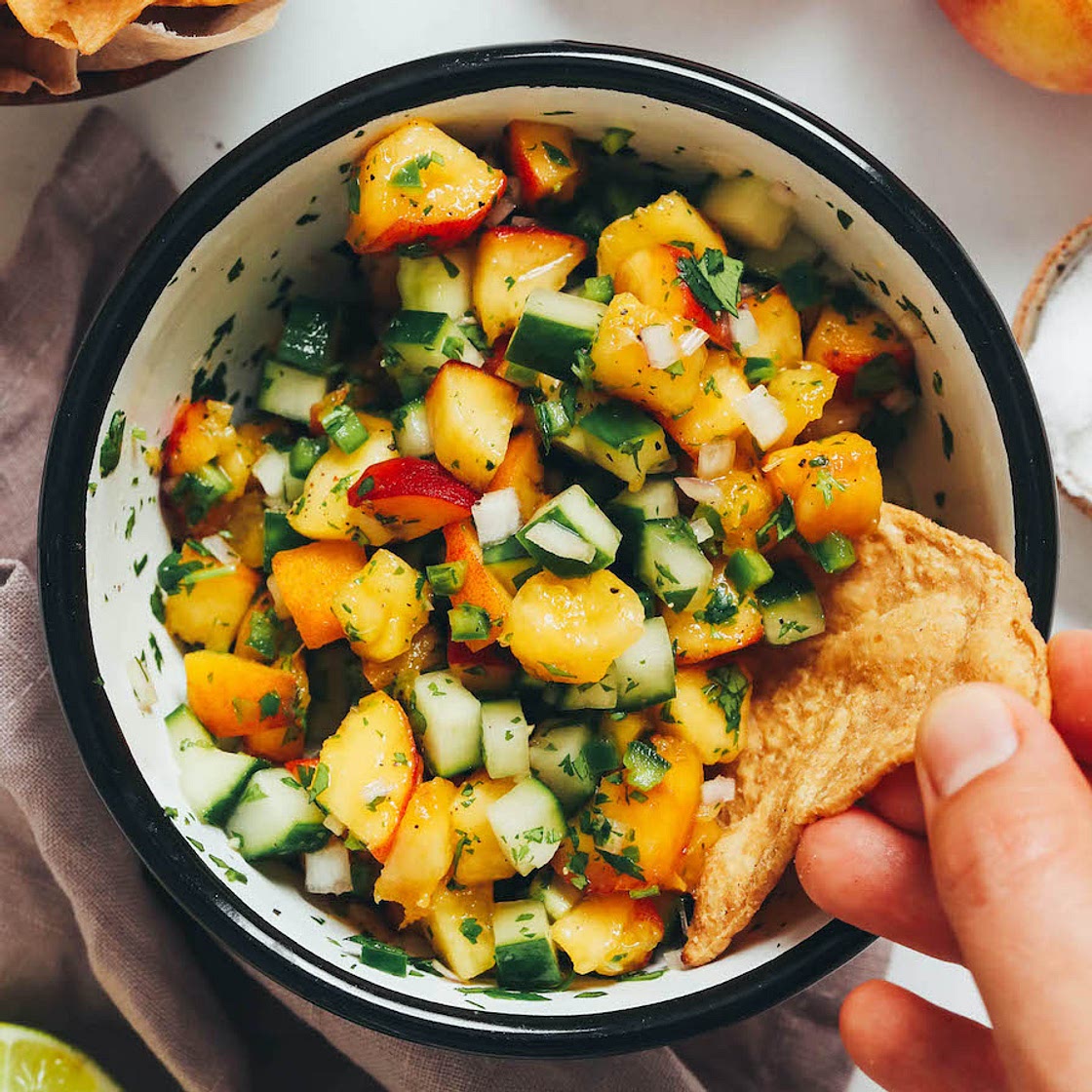 Easy Peach Cucumber Salsa
