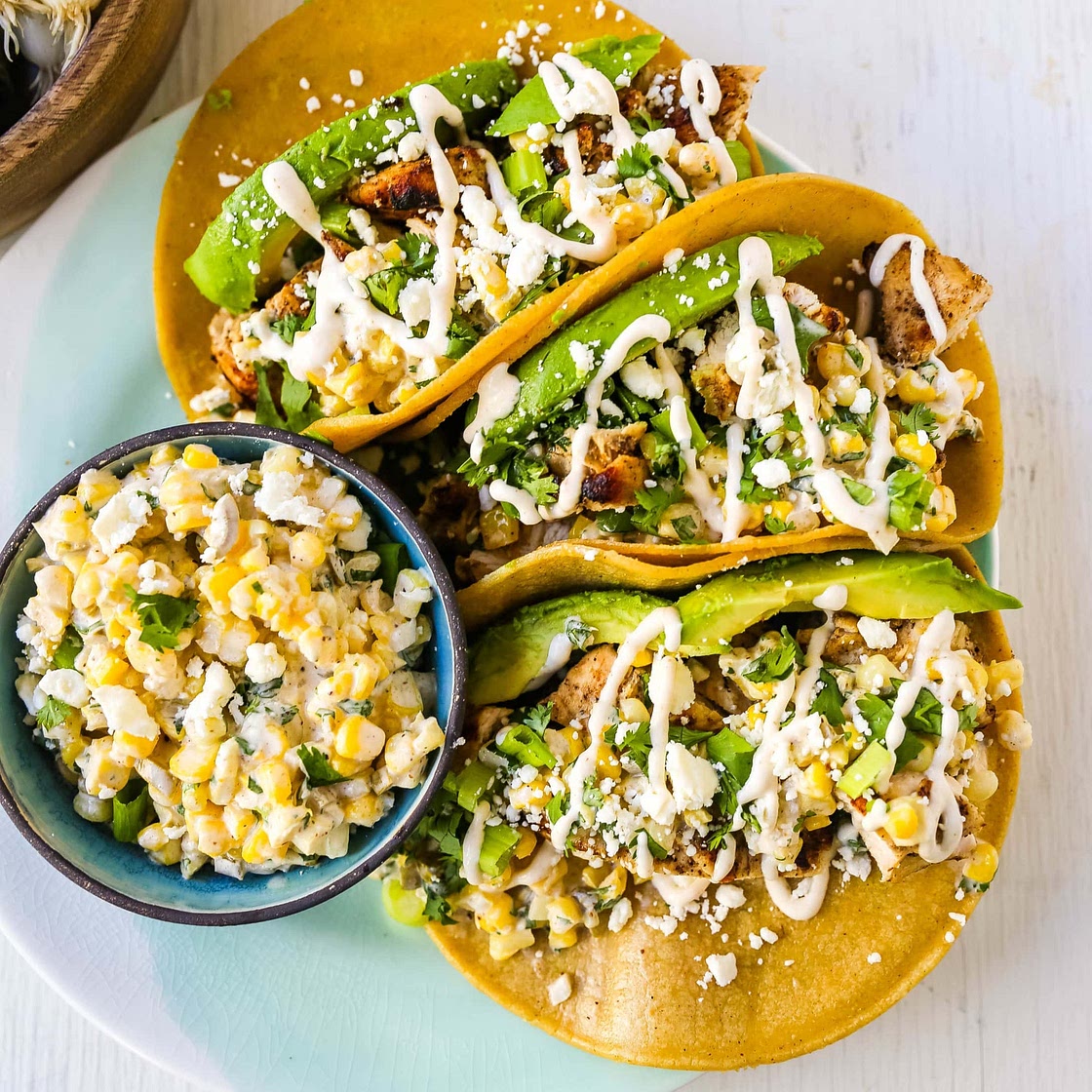 Mexican Street Corn Chicken Tacos
