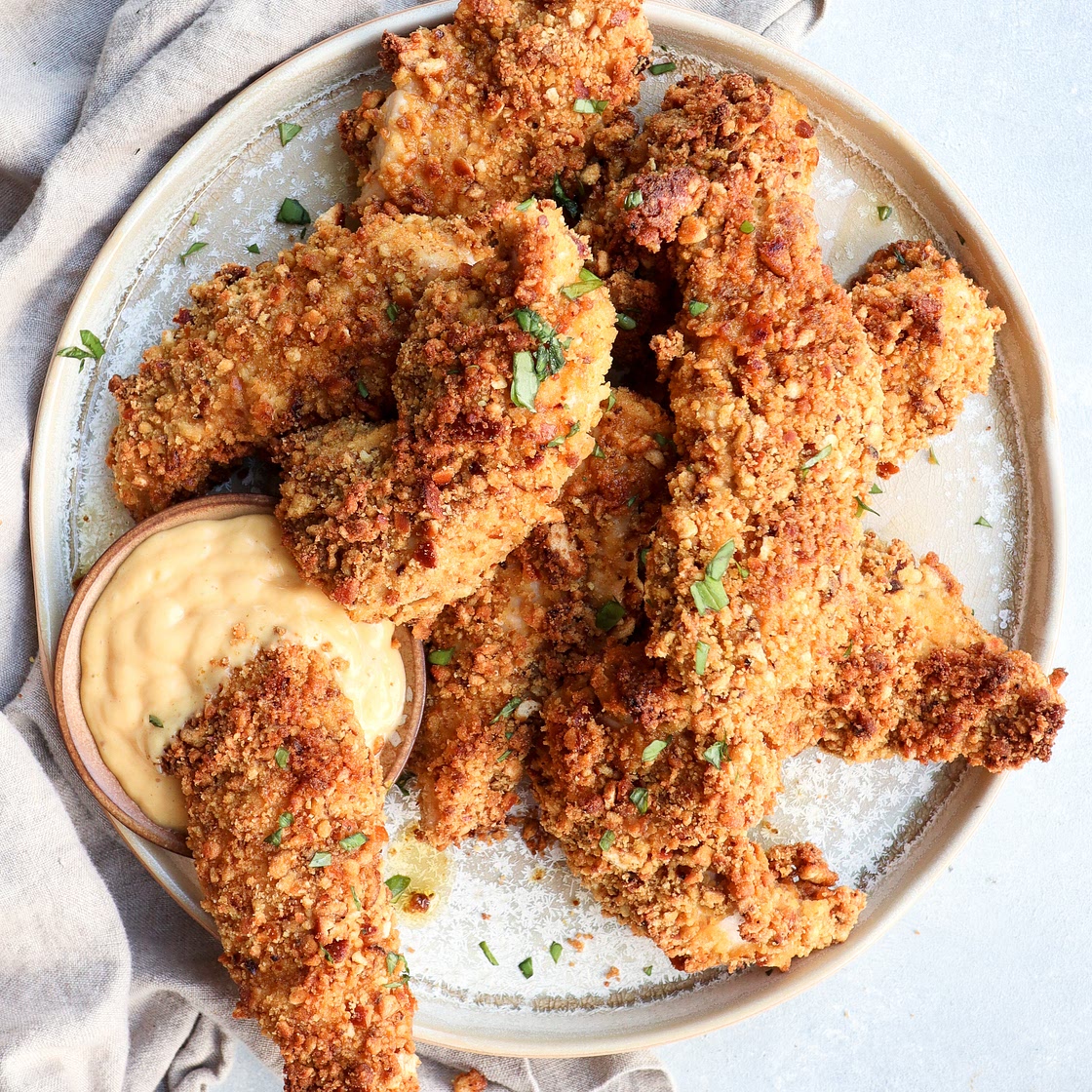 honey mustard & onion pretzel encrusted chicken tenders