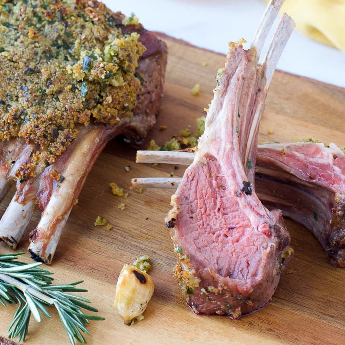 Roasted Rack Of Lamb With Garlic-Herb Rub