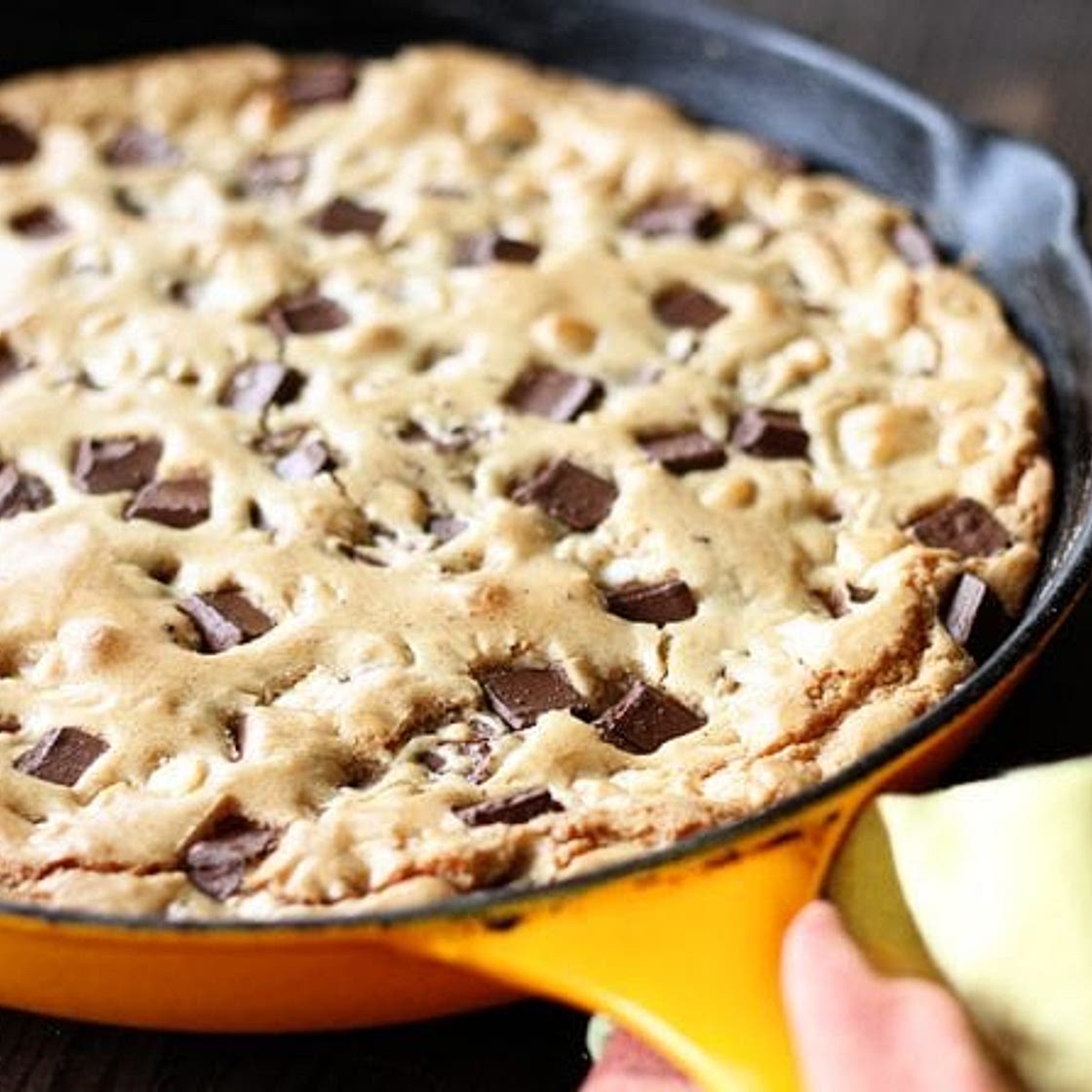 Triple Chocolate Chunk Skillet Cookie