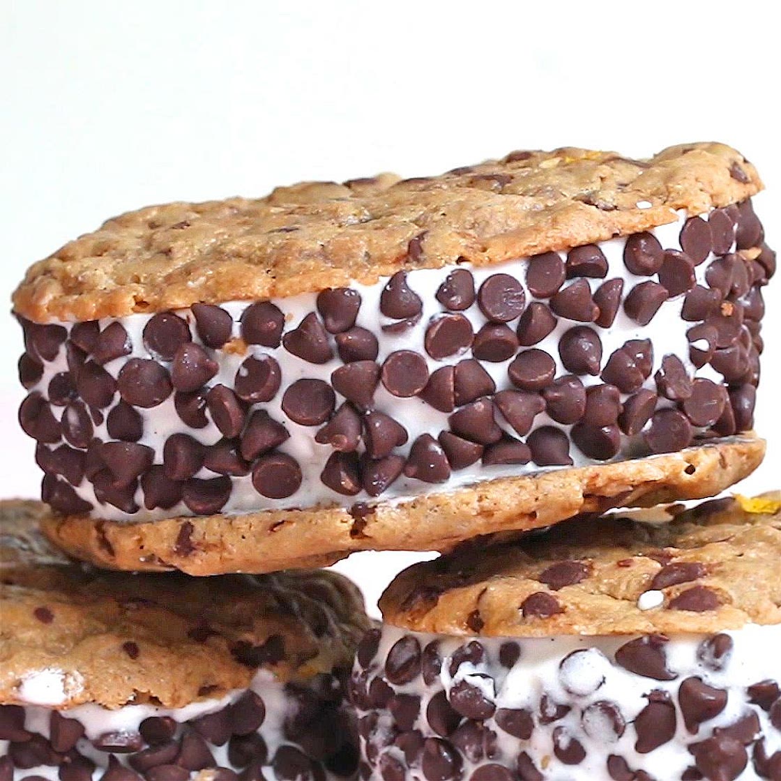 Vegan Chocolate Chip Cookie Ice Cream Sandwiches Recipe by Tasty