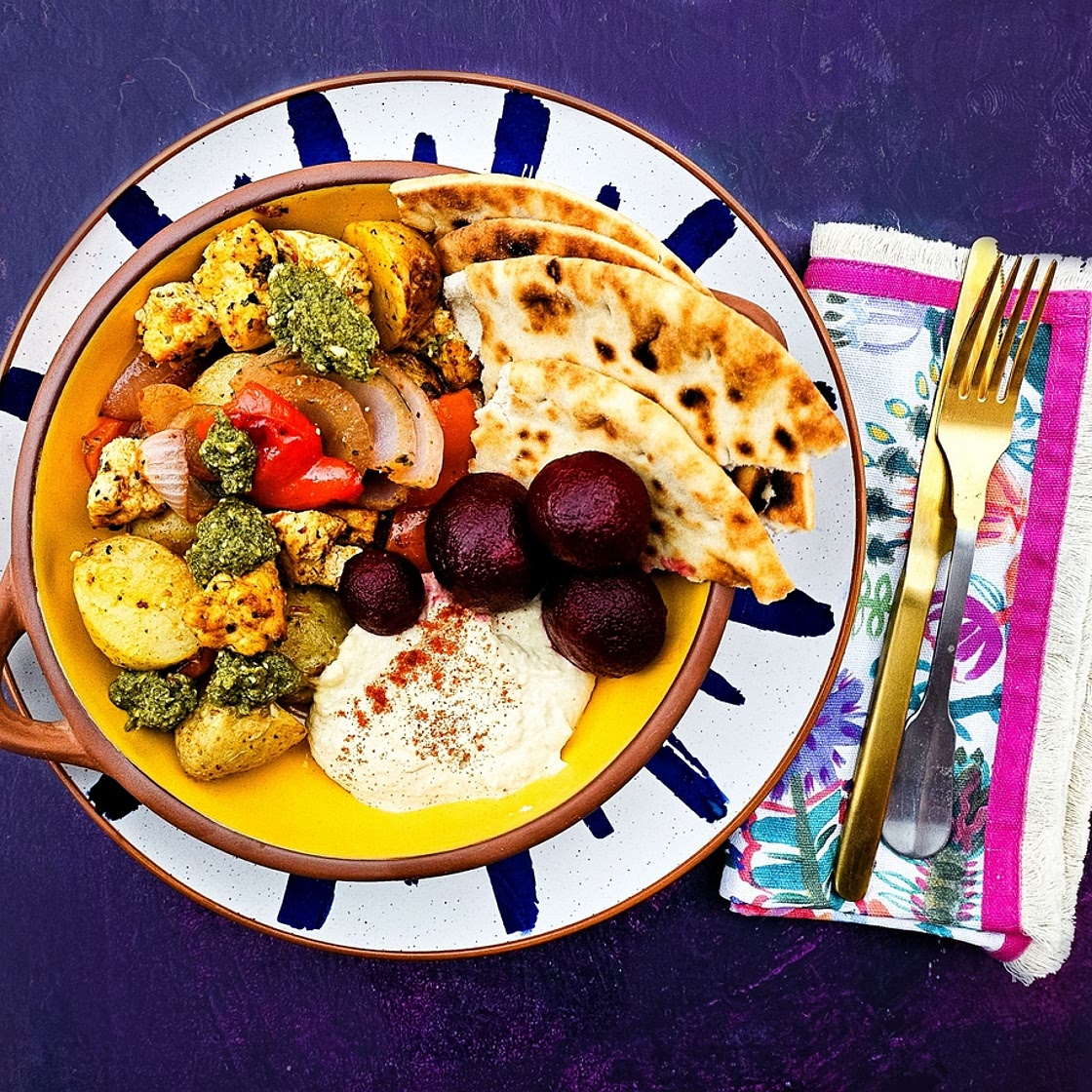 Easy Roasted Red Pepper Tofu Bake with Potatoes