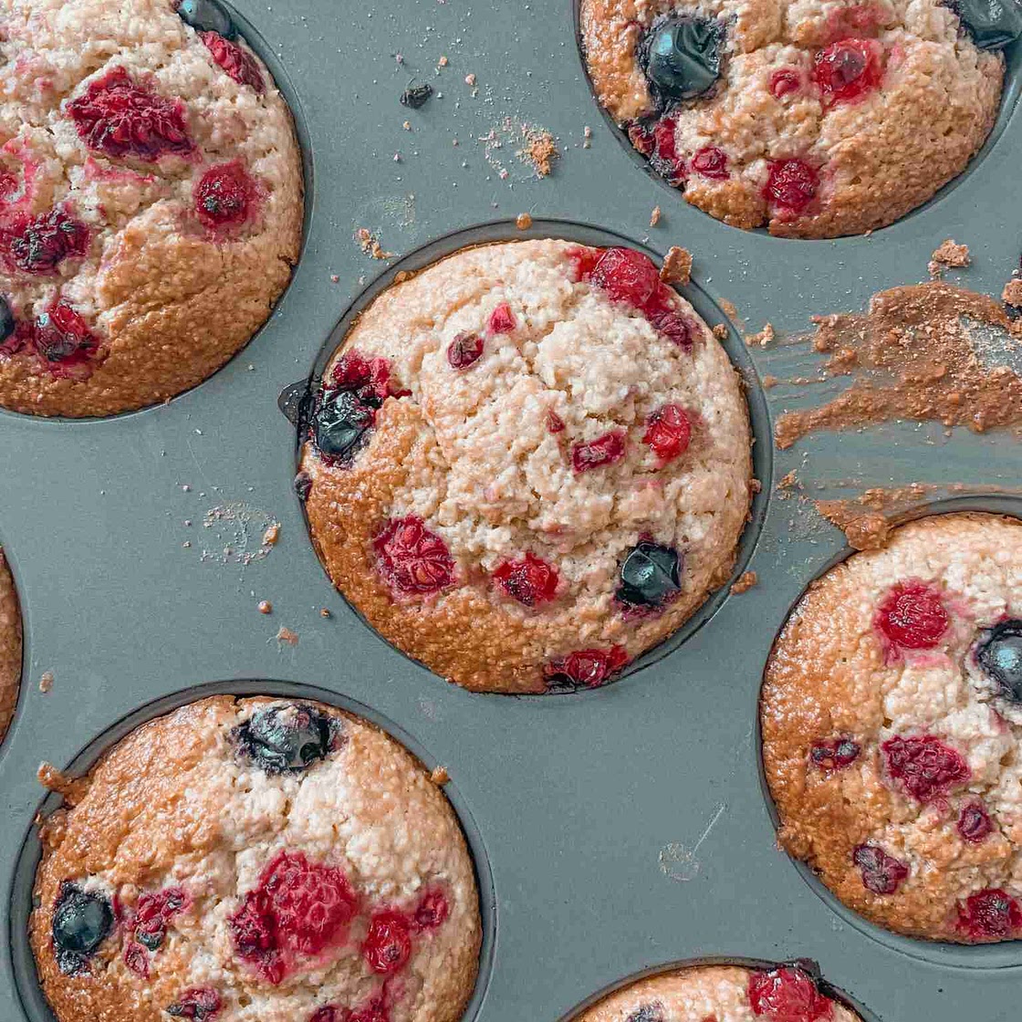 Berry Vegan Breakfast Muffins. Vegan + gluten free