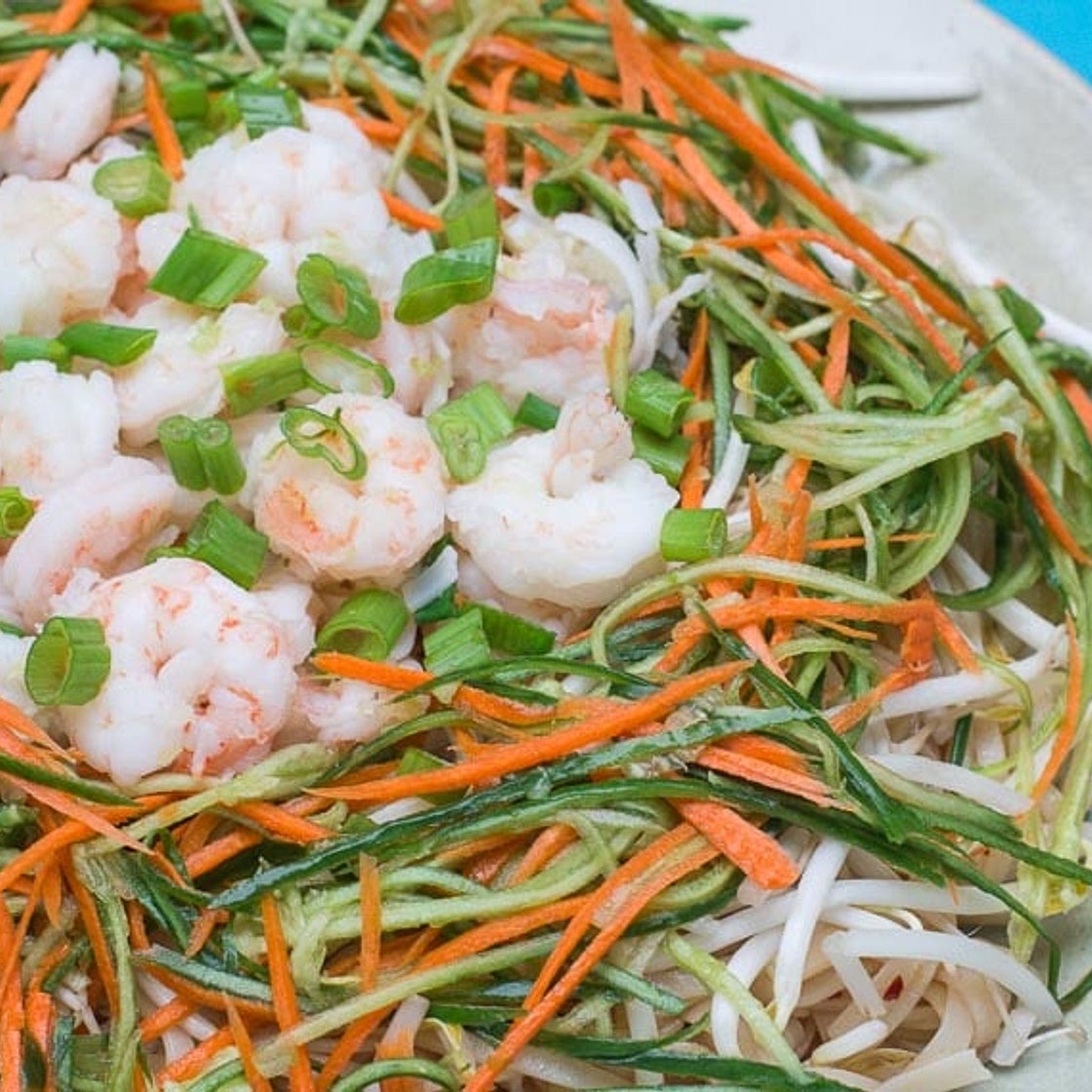 Low FODMAP Spicy Sichuan Noodles and Shrimp Salad