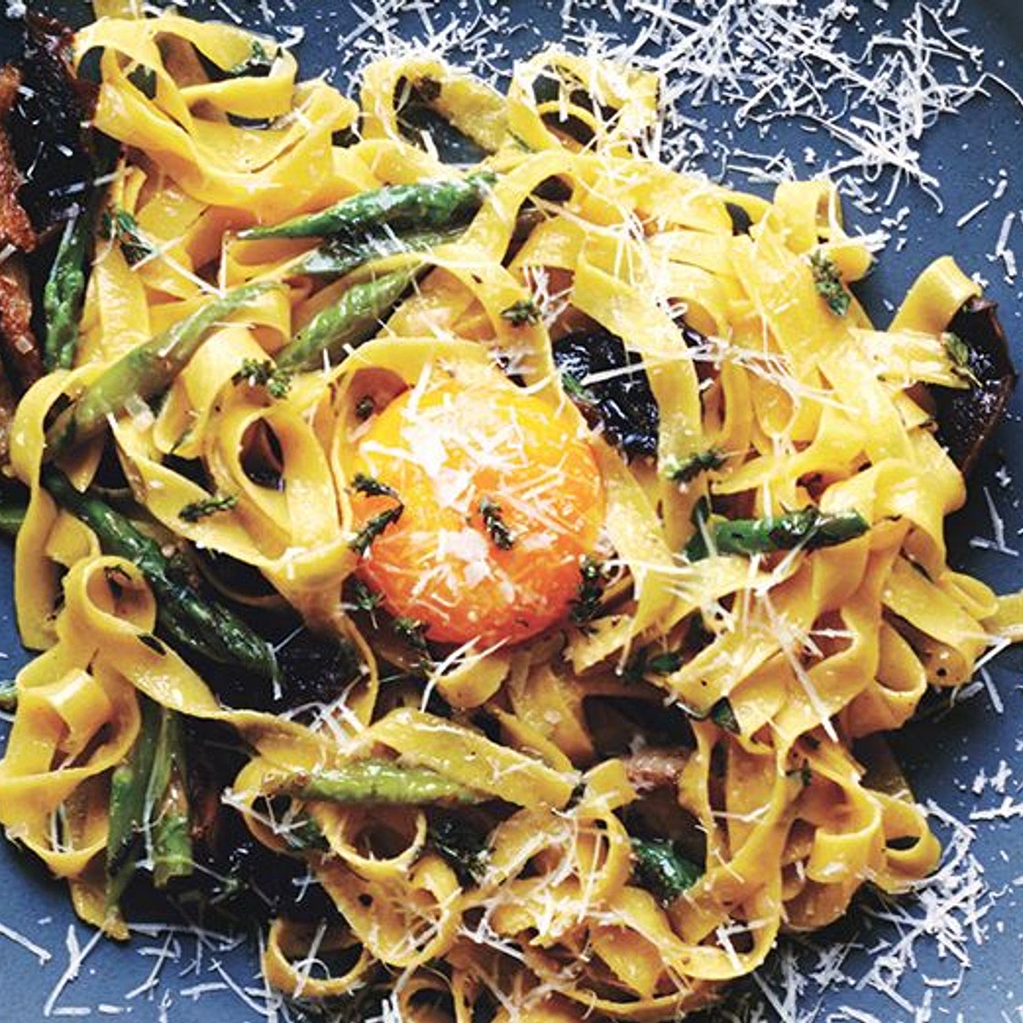 Fettuccine with Shiitakes and Asparagus