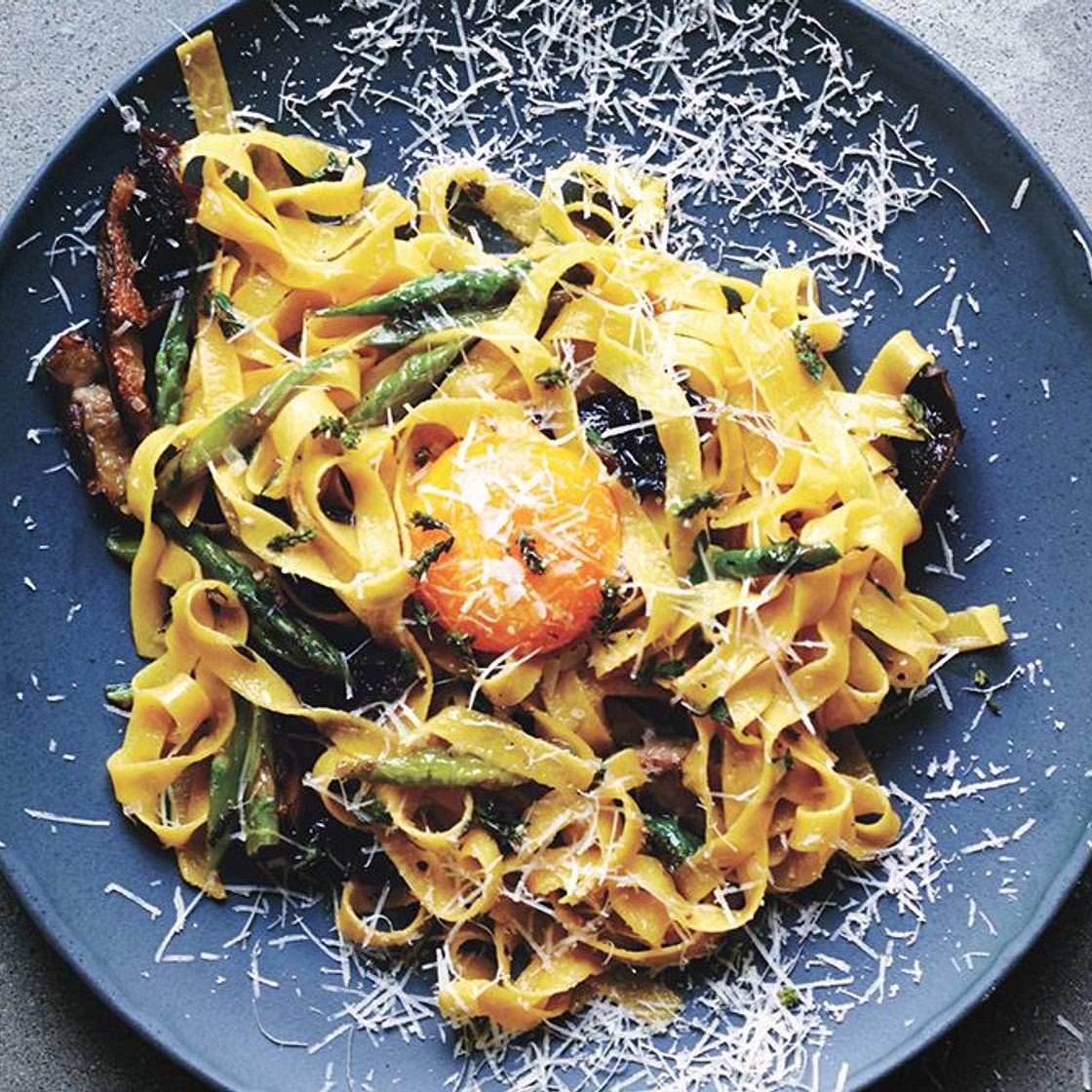 Fettuccine with Shiitakes and Asparagus