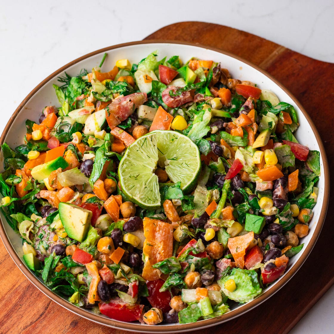 Southwest Chickpea Salad with Hot Honey Ranch