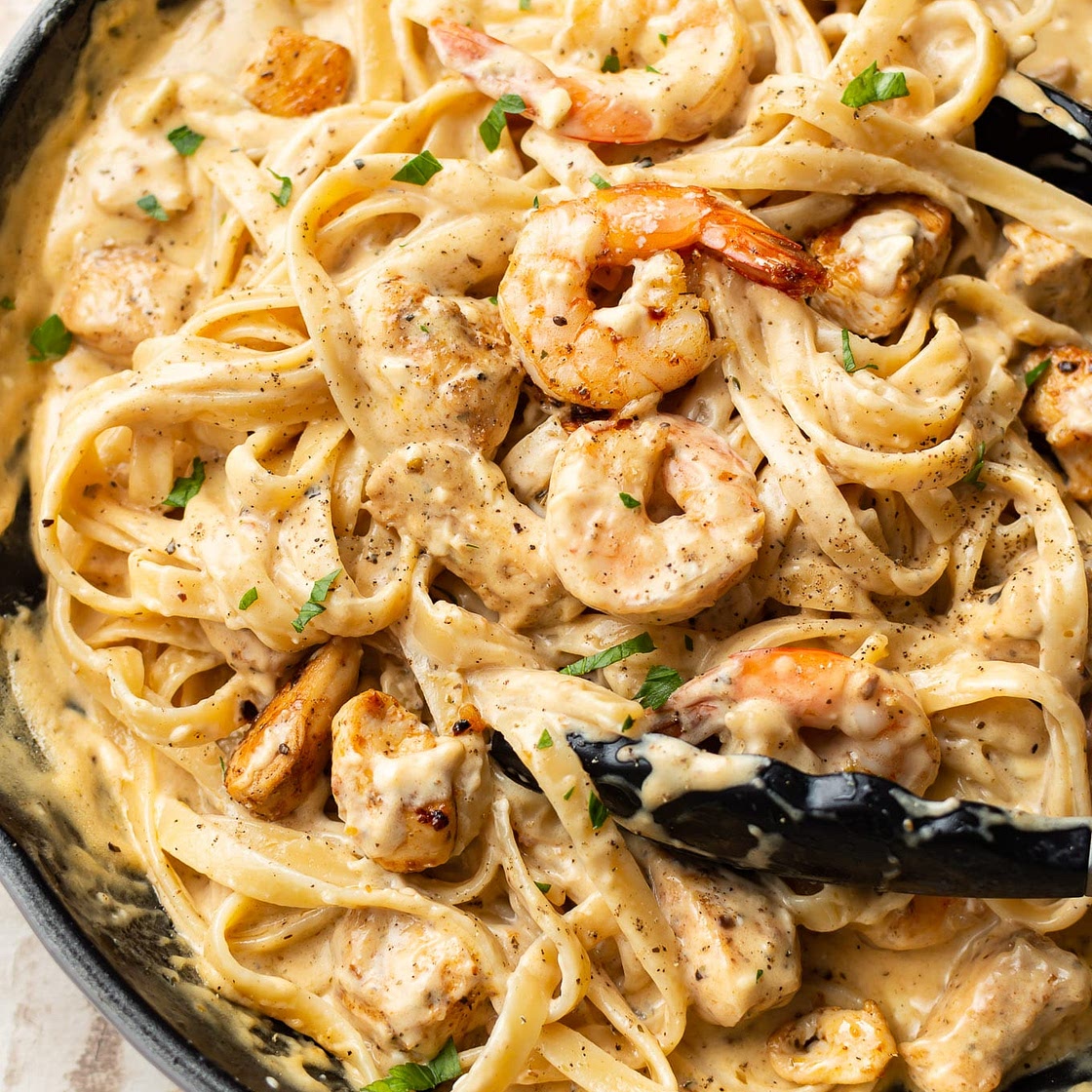 Cajun Chicken and Shrimp Alfredo