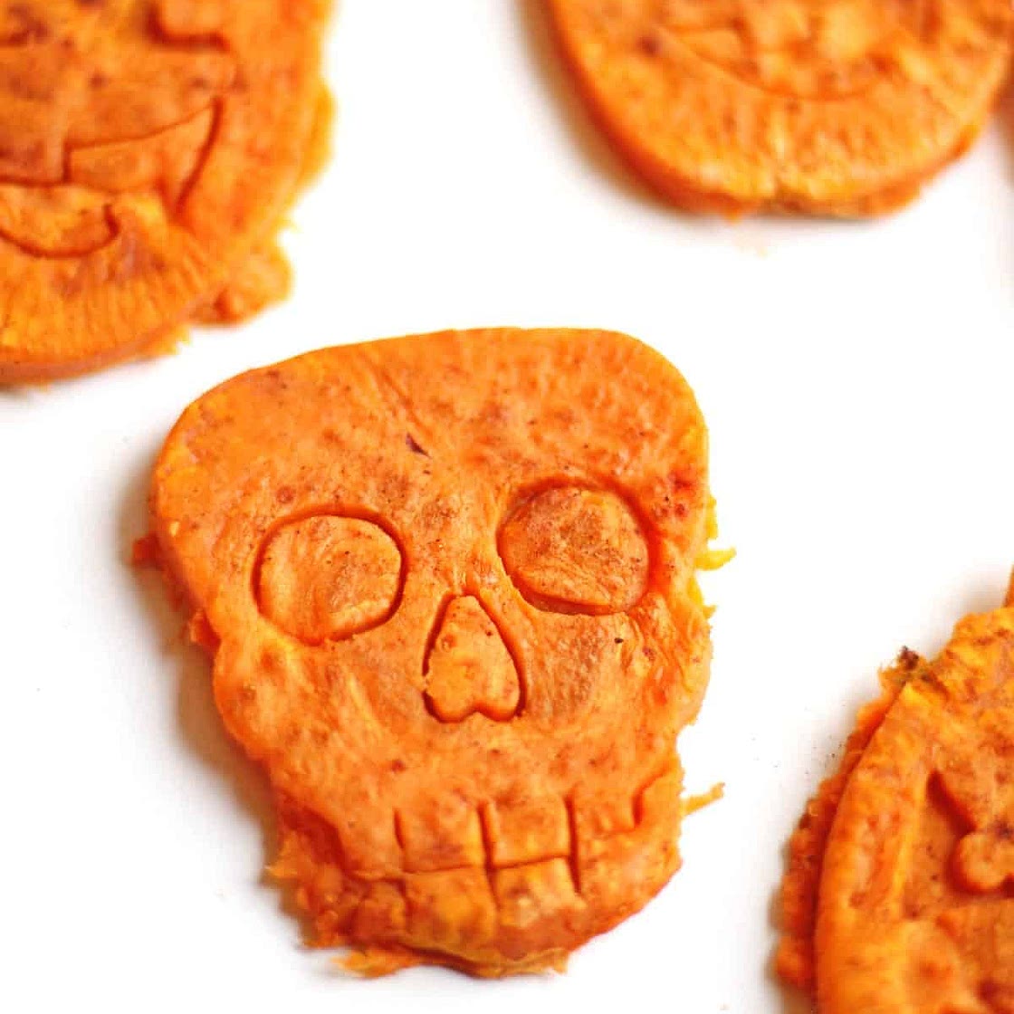 Roasted sweet potato Halloween bites