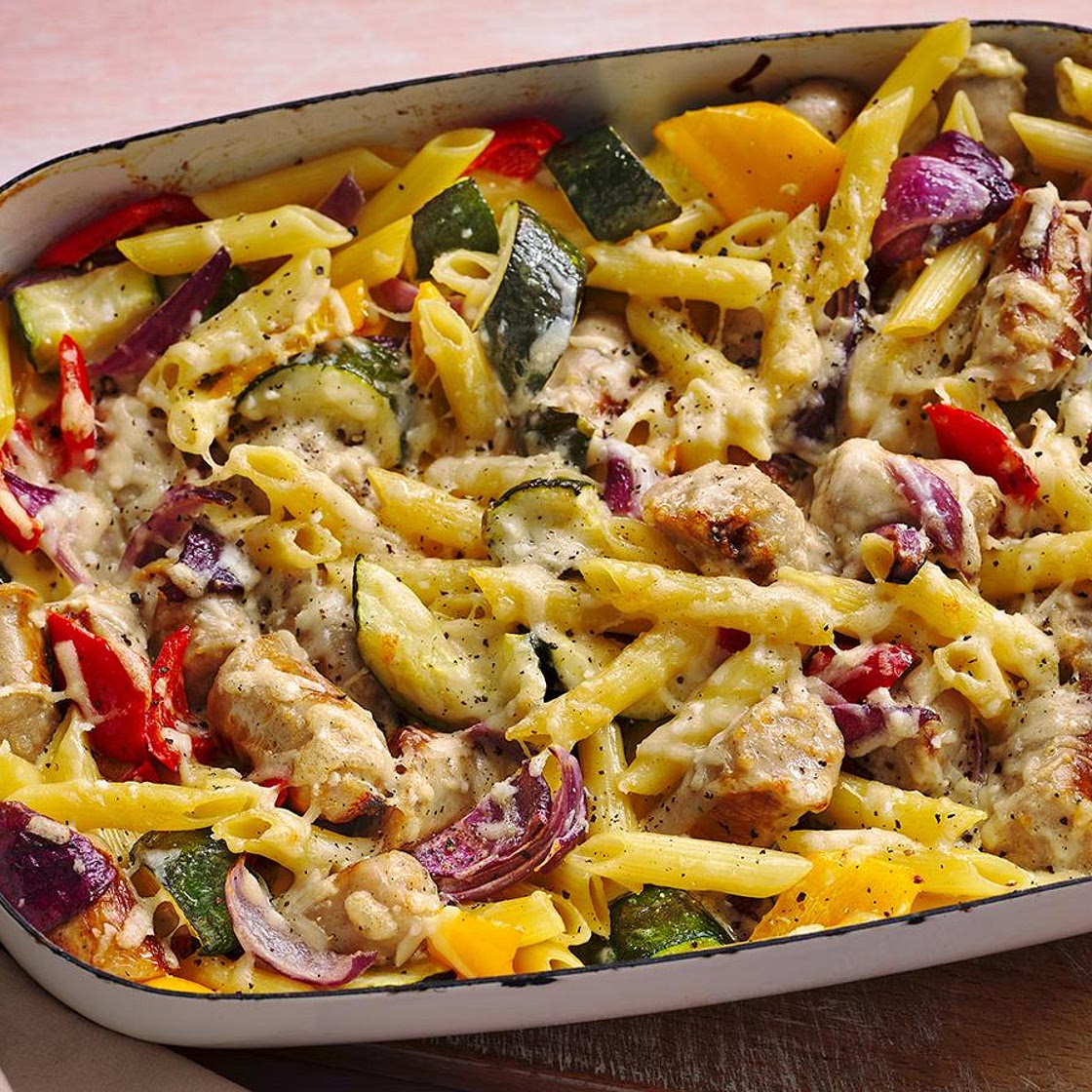 Creamy sausage pasta bake