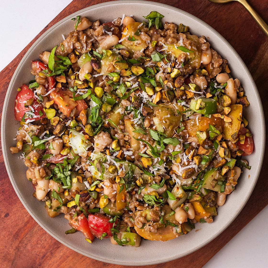 Italian Farro Salad with Creamy Balsamic Dressing