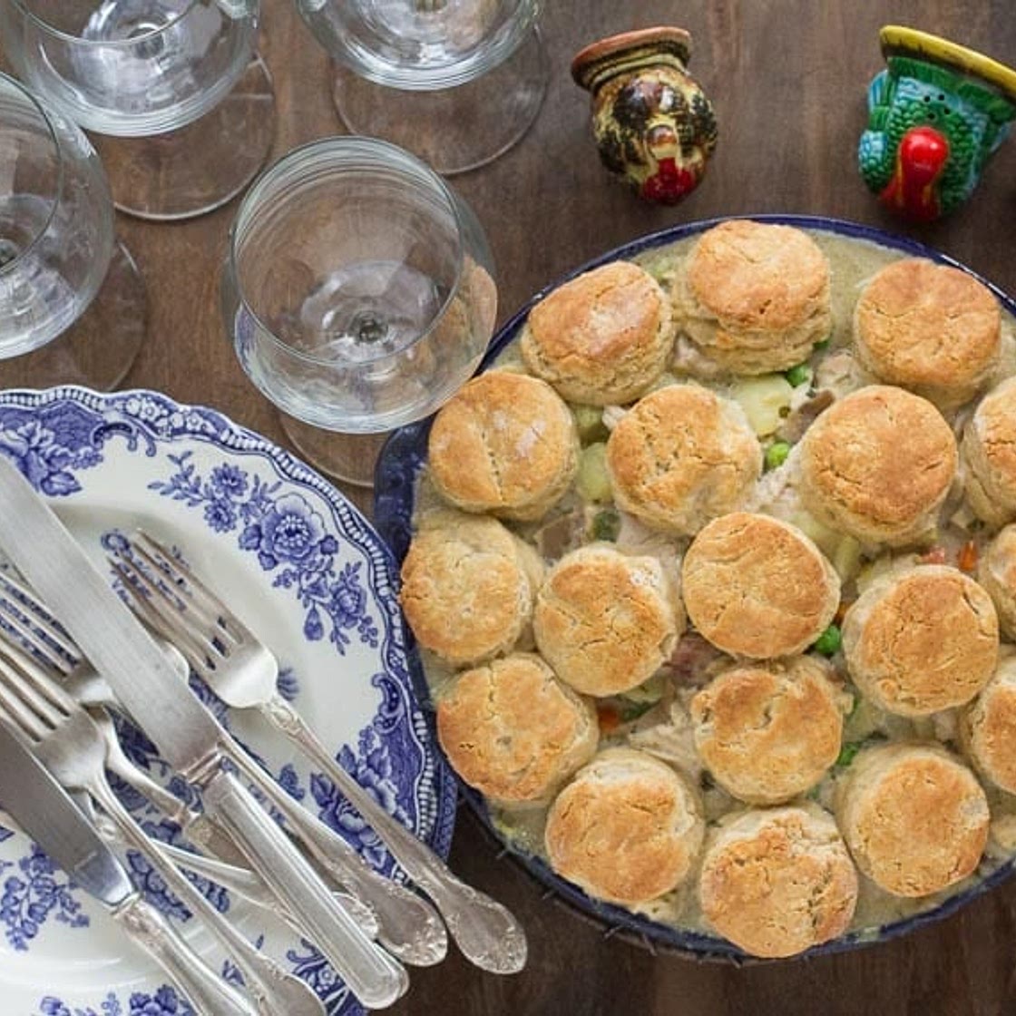 Low FODMAP Leftover Turkey Pot Pie with Biscuit Topping