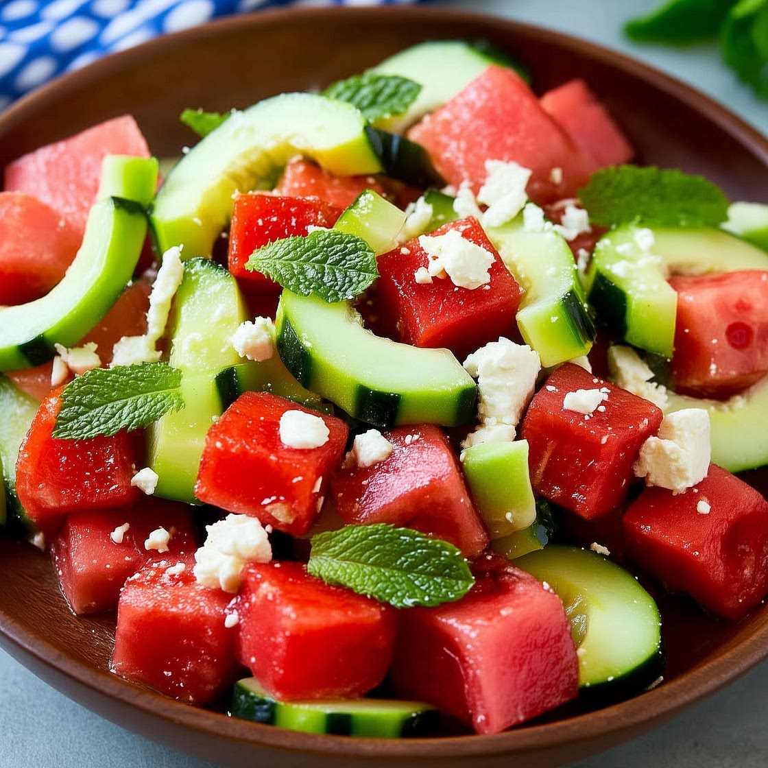 Watermelon Salad with Feta and Cucumber