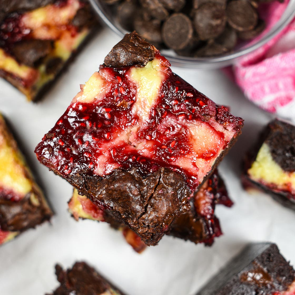 Raspberry Brownies with Cream Cheese Swirl