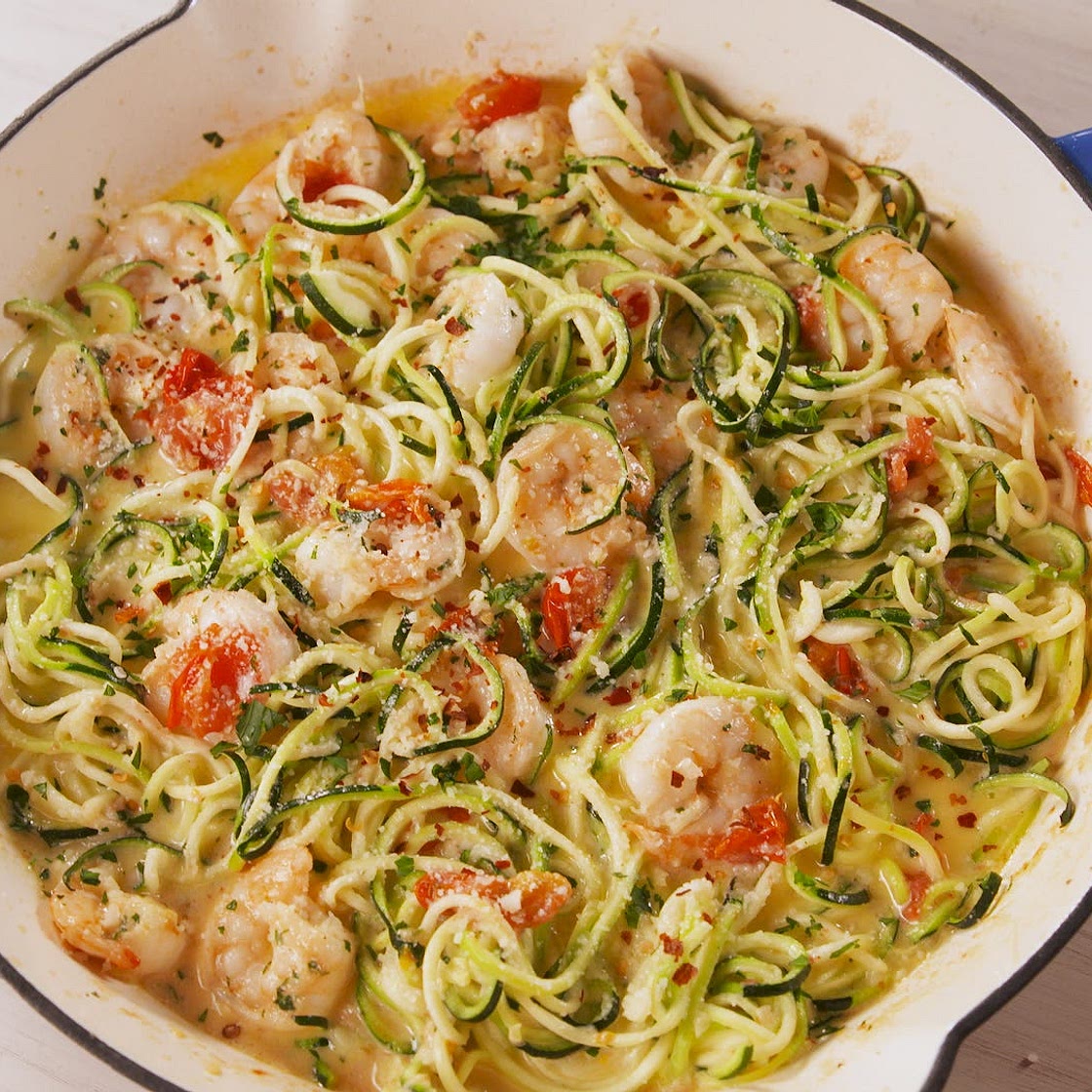 Garlicky Shrimp Zucchini Pasta