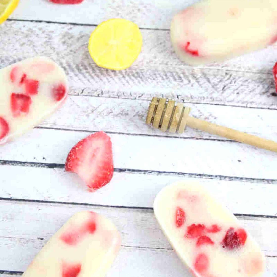 Strawberry Lemonade Protein Popsicles
