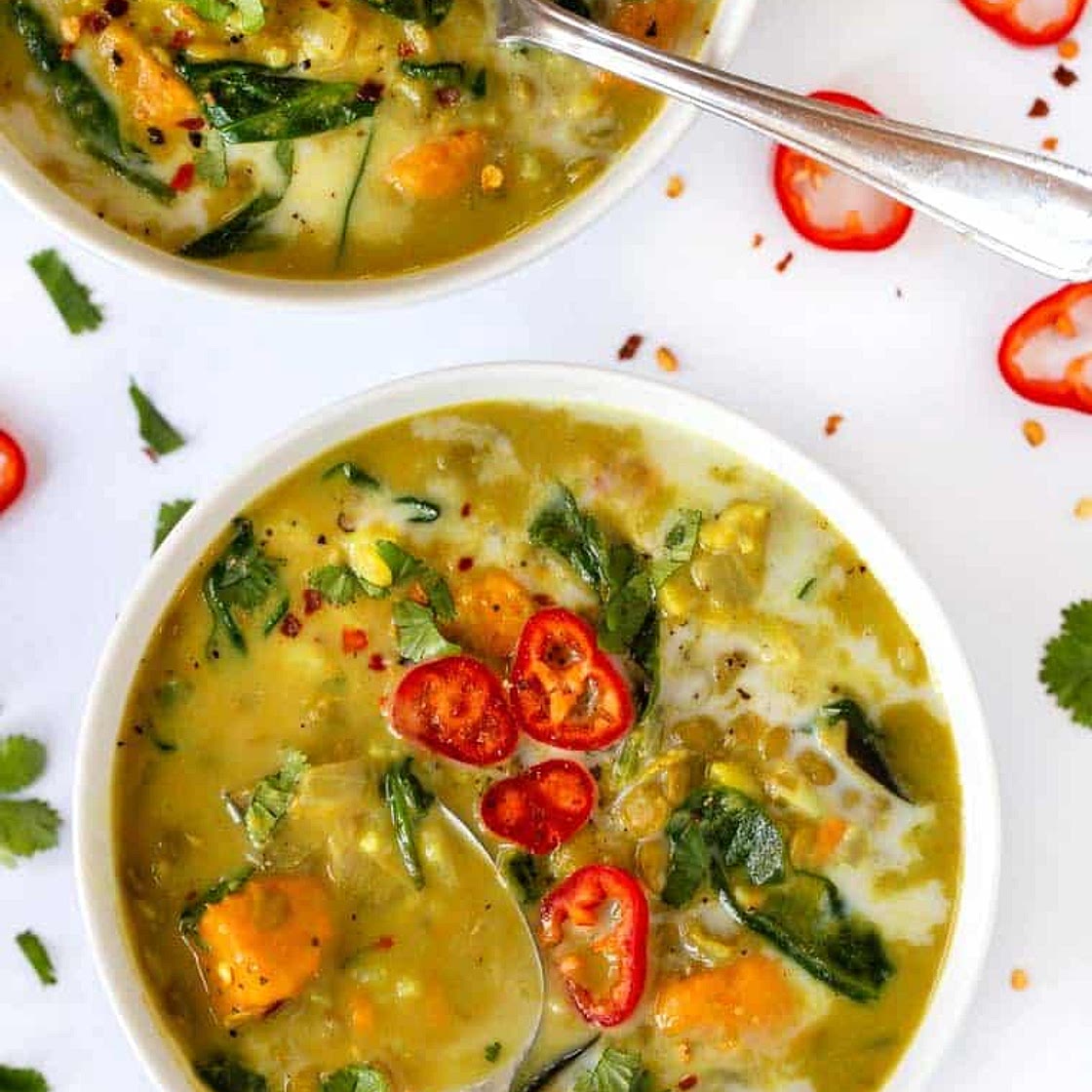 Green Coconut Curry Lentil Soup