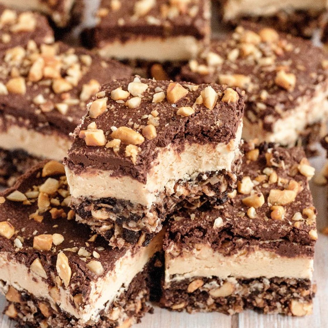 Gluten-Free Peanut Butter Bars (Vegan) - Caked by Katie
