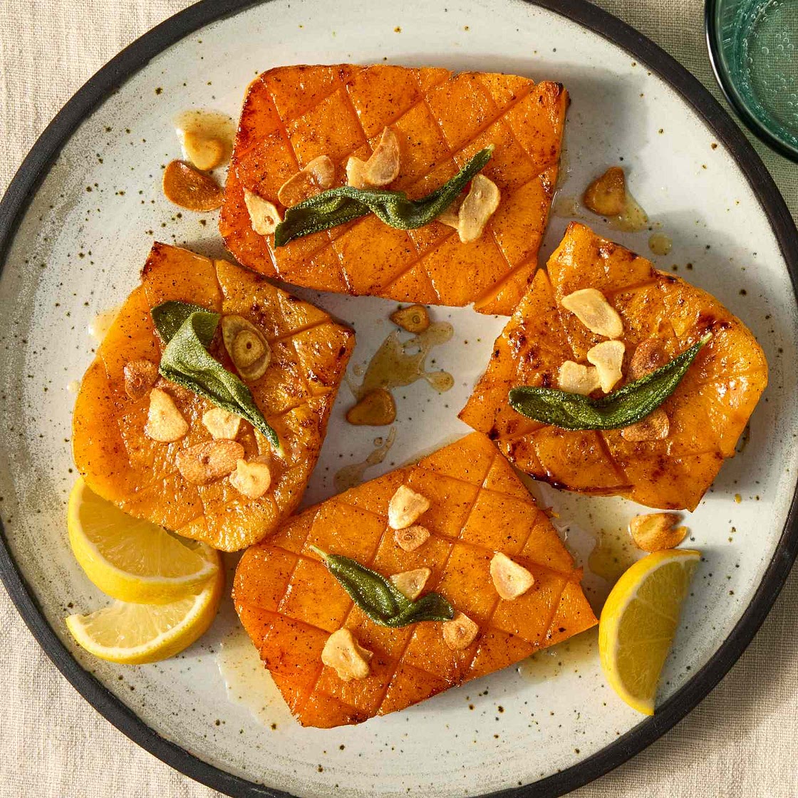 Garlic-Butter Butternut Squash Steaks