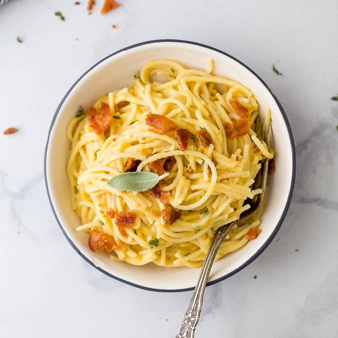 Creamy Butternut Squash Pasta with Bacon