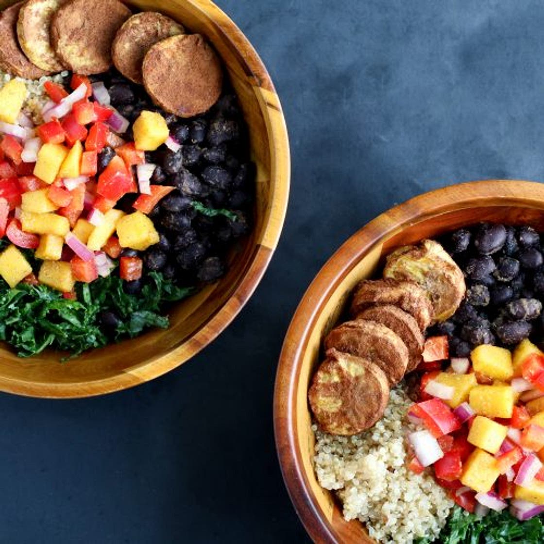 Black Bean and Plantain Bowls with Mango Pico