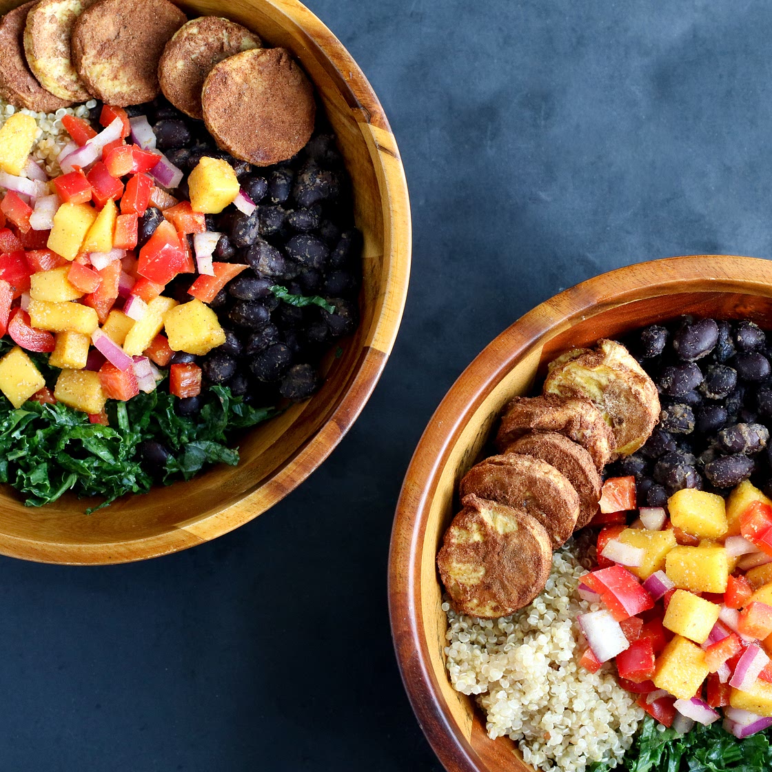 Black Bean and Plantain Bowls with Mango Pico