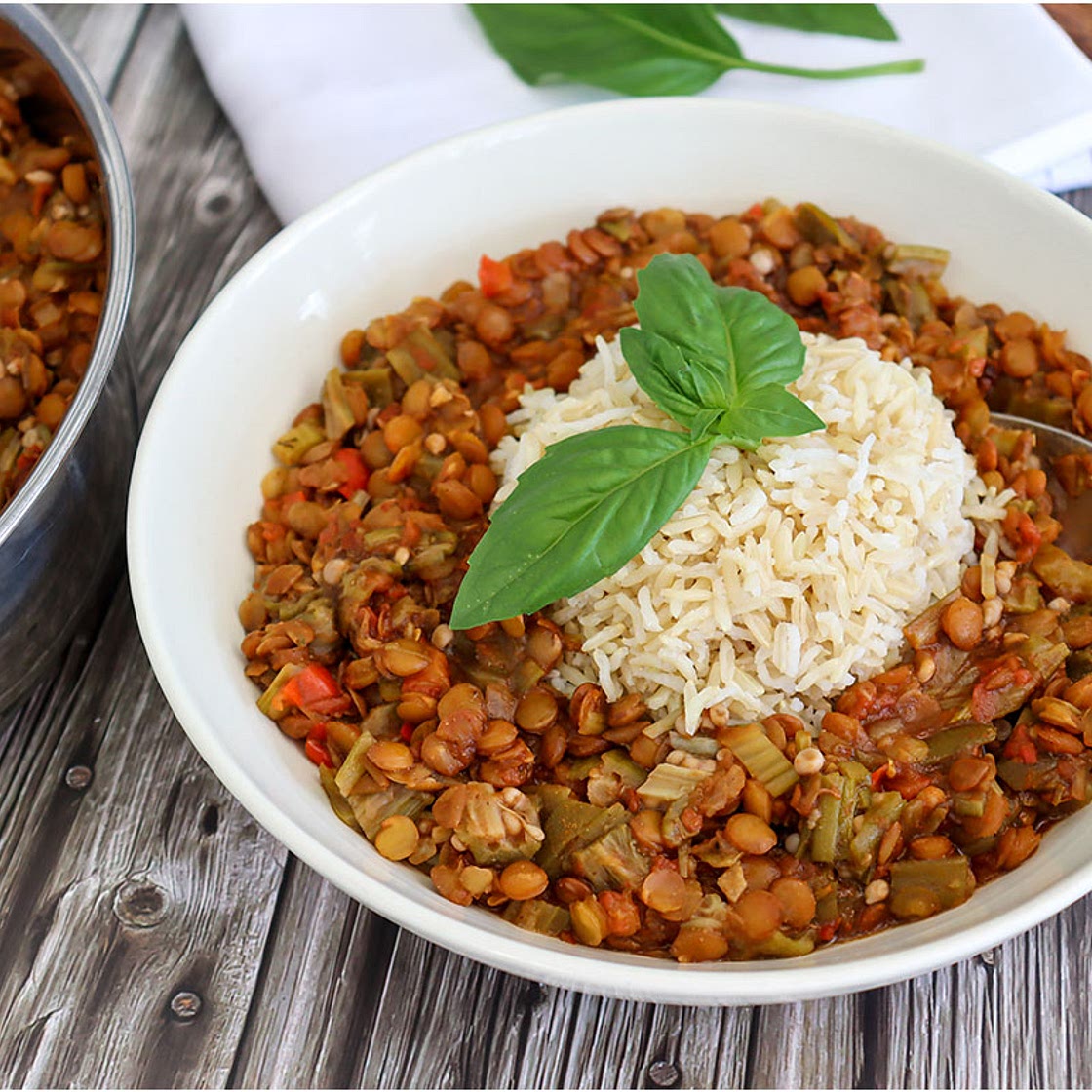 Creole Okra and Lentil Stew