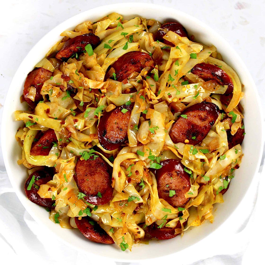 Fried Cabbage and Sausage