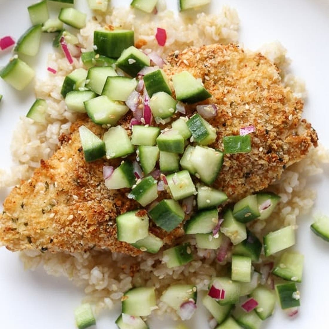 Crispy Togarashi Chicken with Sesame Cucumber Relish