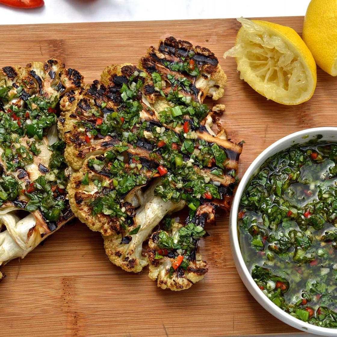 BBQ Cauliflower Steak with Chimichurri