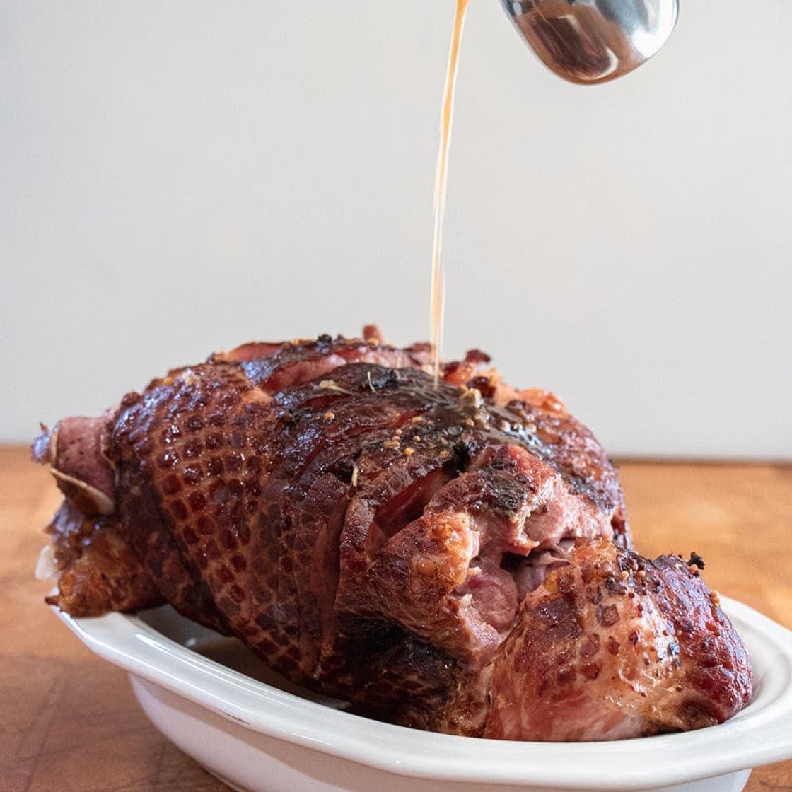 Maple Bourbon Glazed Dutch Oven Ham