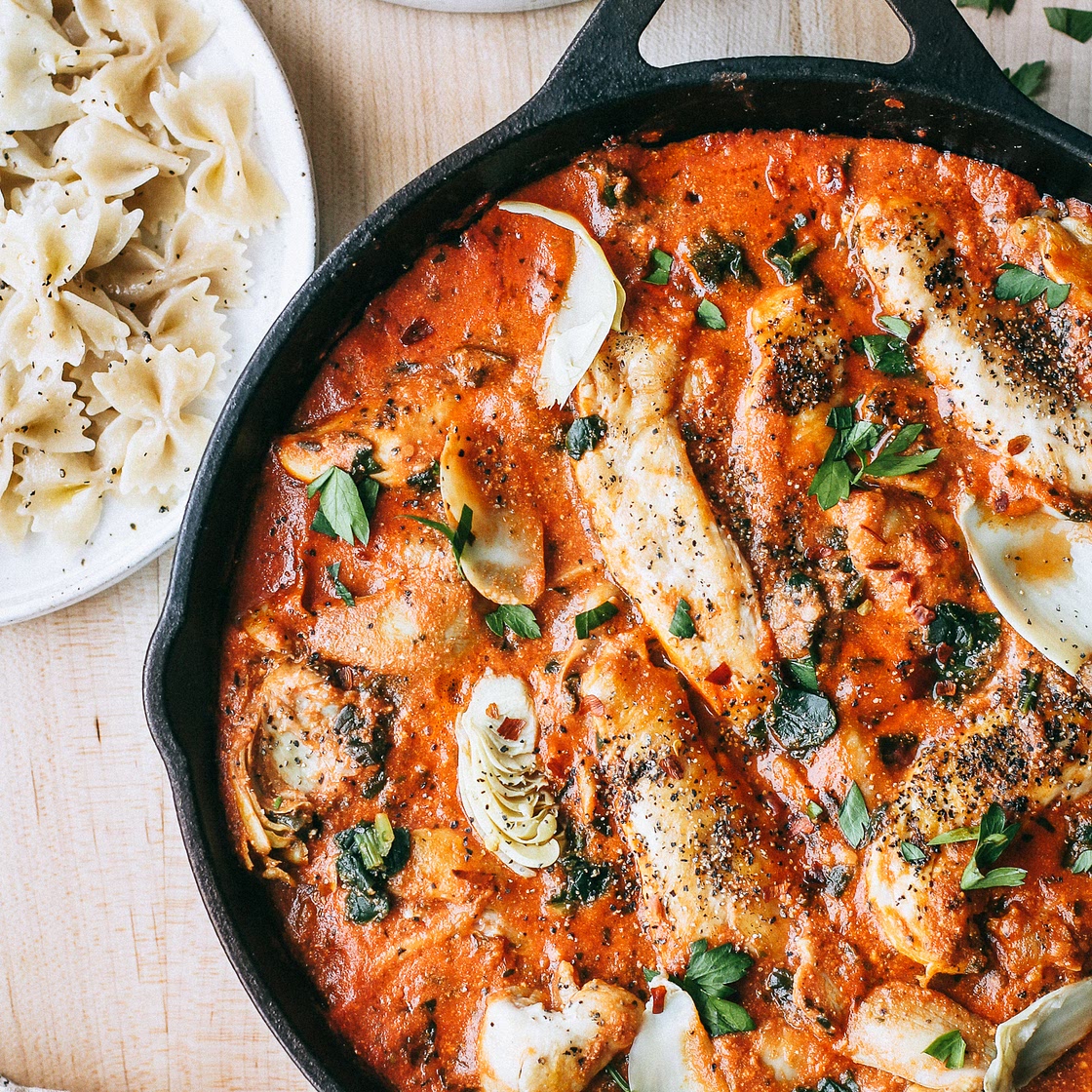 One-Pan Creamy Artichoke Chicken