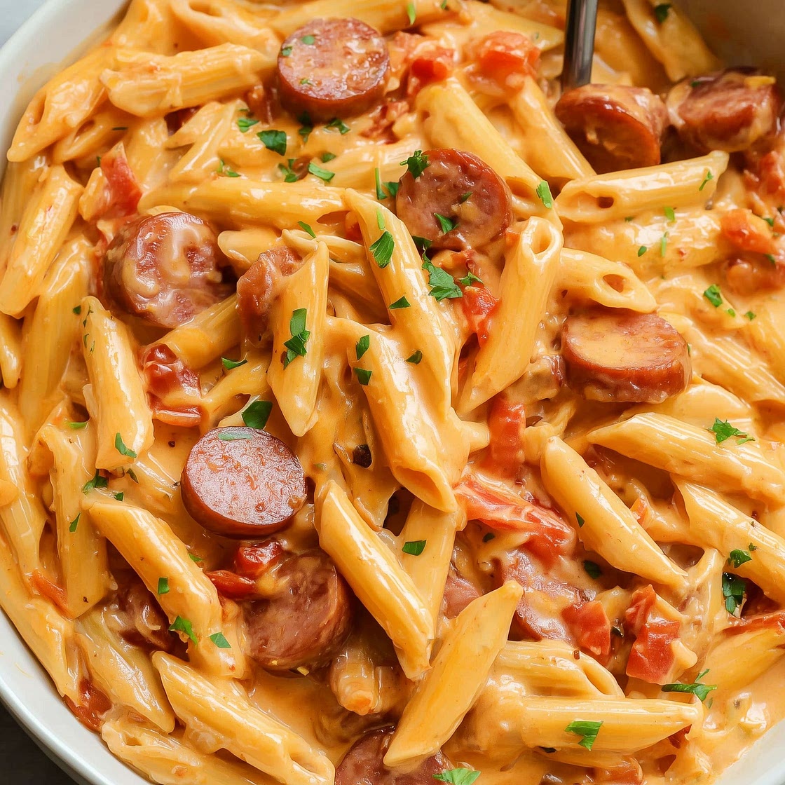 Cheesy Kielbasa Pasta