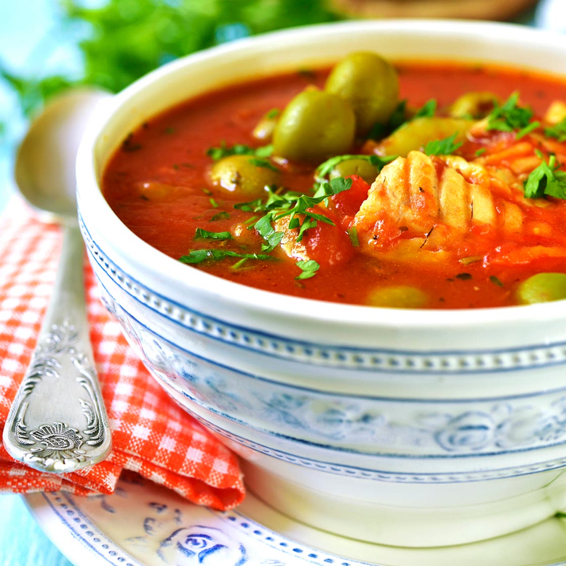 FRESH COD STEW WITH POTATOES AND OLIVES