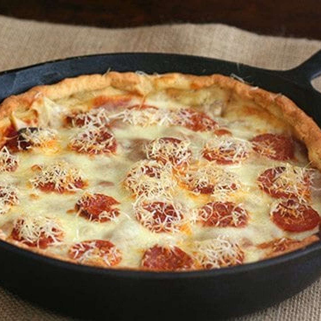 Deep Dish Skillet Sausage Pizza