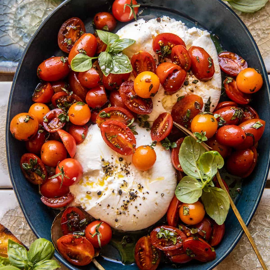 Marinated Cherry Tomatoes with Burrata