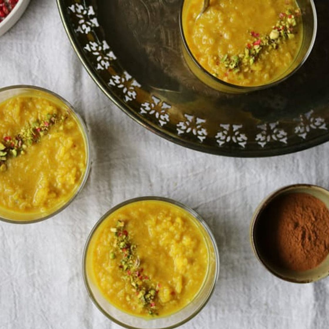 Golden Rice Pudding With Turmeric, Ginger, and Pink Peppercorns