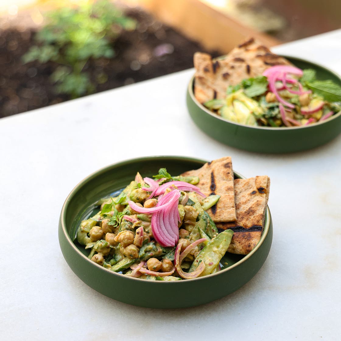 Avocado Chickpea Salad with Tzatziki-Style Dressing
