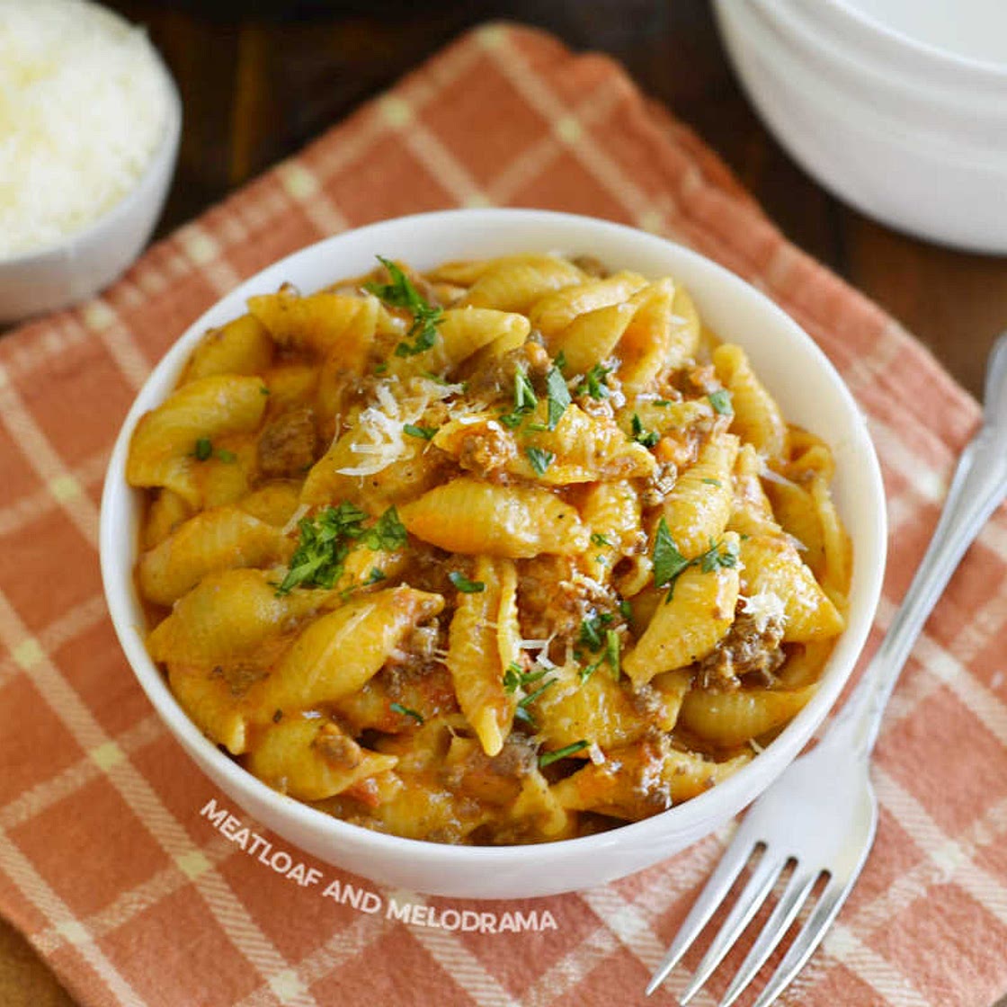 Instant Pot Creamy Shells and Beef