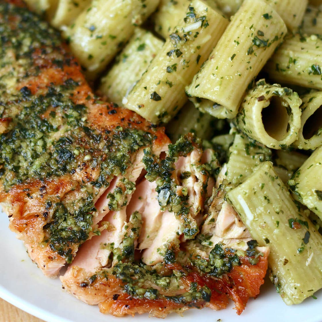 Salmon with Pesto Butter