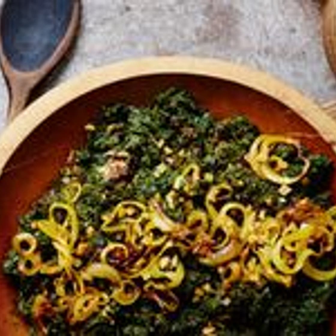 "Creamed" Collard Greens with Peanut Butter and Chile