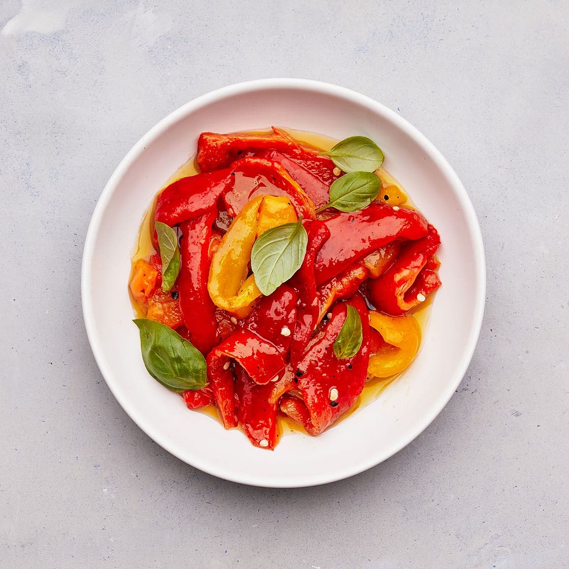 Marinated Peppers With Basil and Garlic