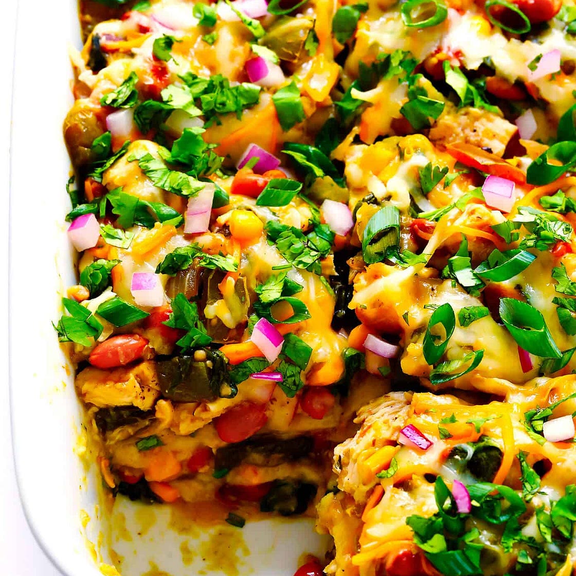 Verde Chicken Enchilada Casserole