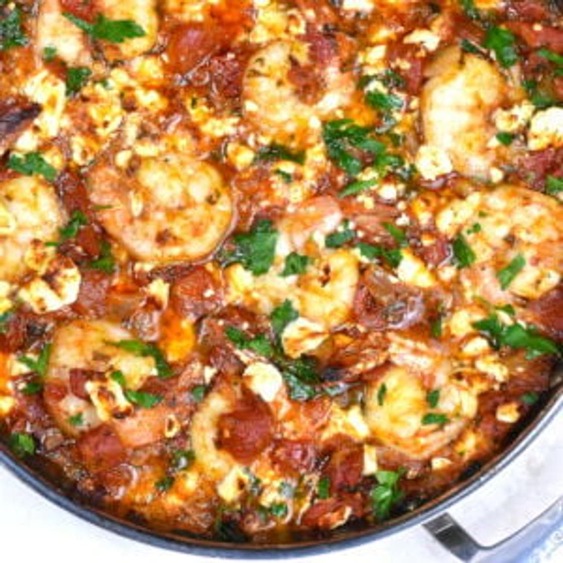 Shrimp Saganaki (Greek Shrimp with Tomatoes & Feta)