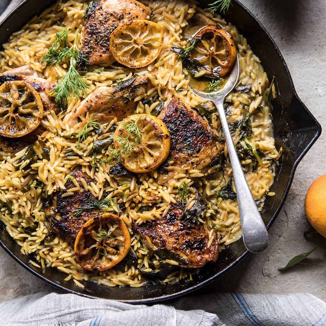 One Skillet Lemon Butter Chicken and Orzo